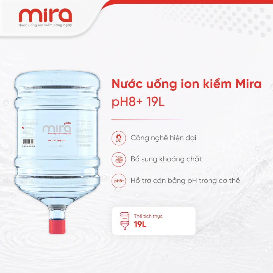 Nước ion kiềm mira 19L bình úp mira 19l